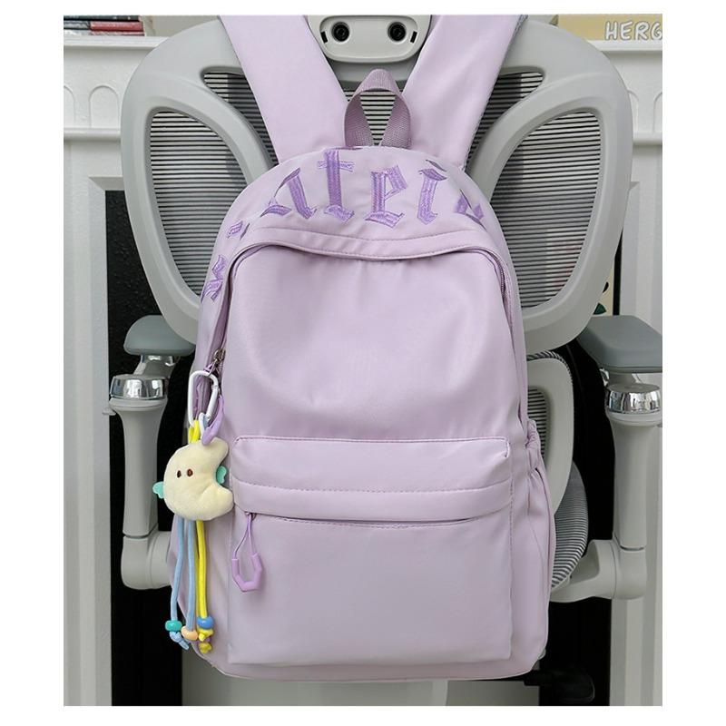 High-value letter embroidered schoolbag women's new large-capacity lightweight backpack student simple versatile backpack