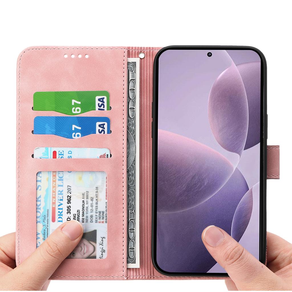 DIERFENG DF-03 For Xiaomi Poco F6 Pro 5G/Redmi K70 5G/K70 Pro 5G Wallet Phone Case Leather Cover Lines Imprinted