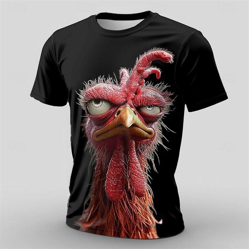 Funny Animal Print T-shirt For Men Cool Camel Funny Cow Chicken Graphic Short Sleeve T Shirts Personality Outdoor Loose Tees