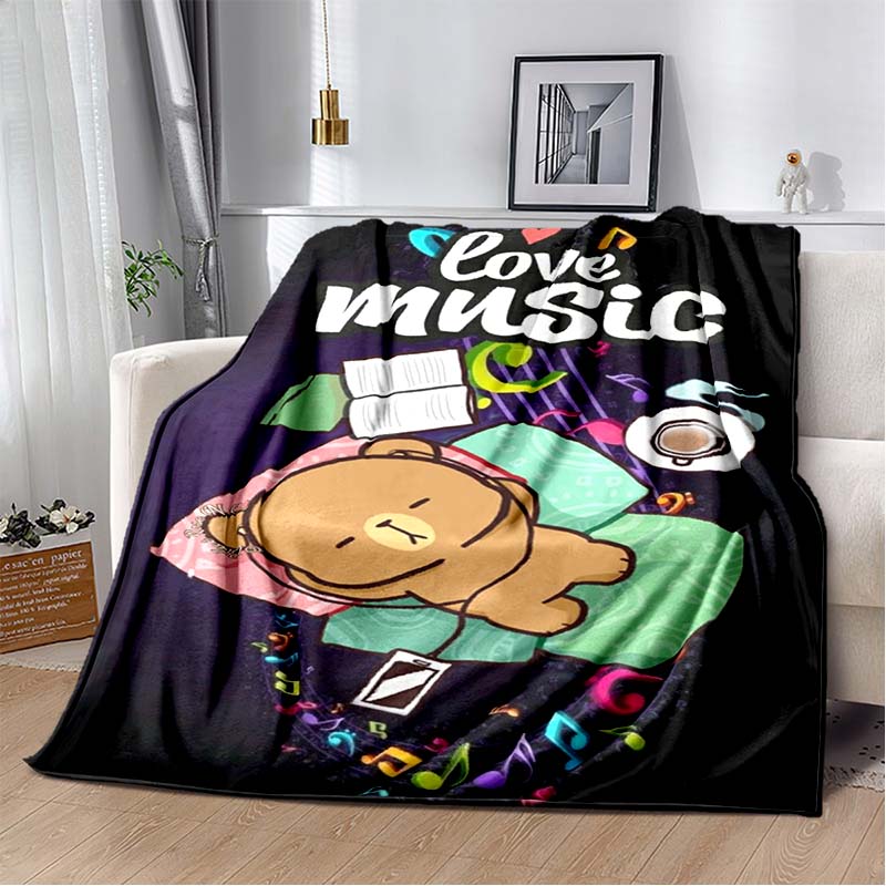 Cute Bubu and Dudu Series Blanket Cartoon Print Kids Warm Flannel Soft Comfortable Home Travel Blanket Bed Blanket Birthday Gift