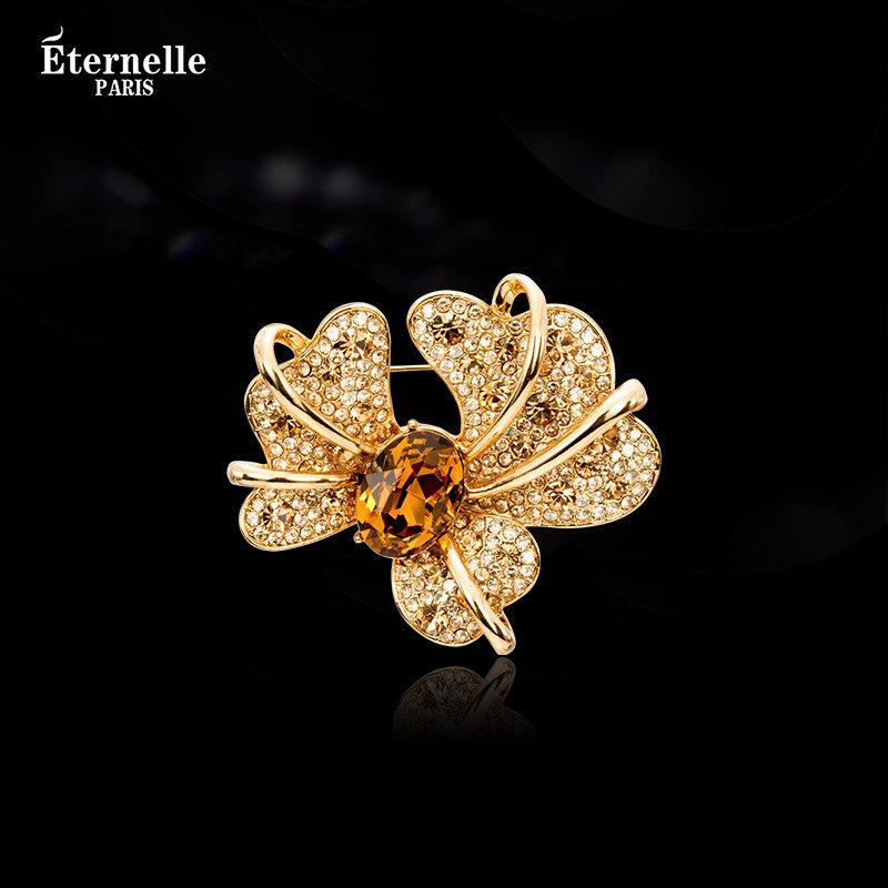 Eternelle Female Austrian Crystal Flower-De-Luce Brilliant gold