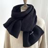 Autumn and winter female Korean version solid color wool scarf warm student cute couple Internet celebrity male versatile knitted scarf