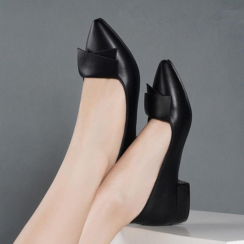 Pointed Toe Low Heel Elegant Ladies Pumps Black Work Women's Shoes Wholesale Quick Delivery Fashion Promotion Slip On Footwear