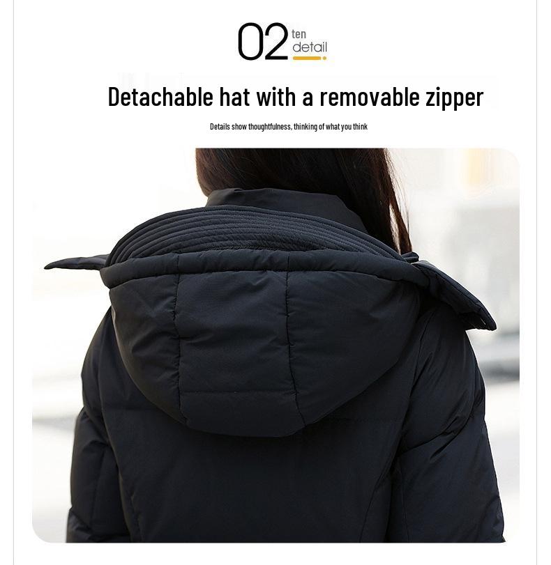 Women's 2025 Long Chic Waist-Slimming White Duck Down Puffer Coat