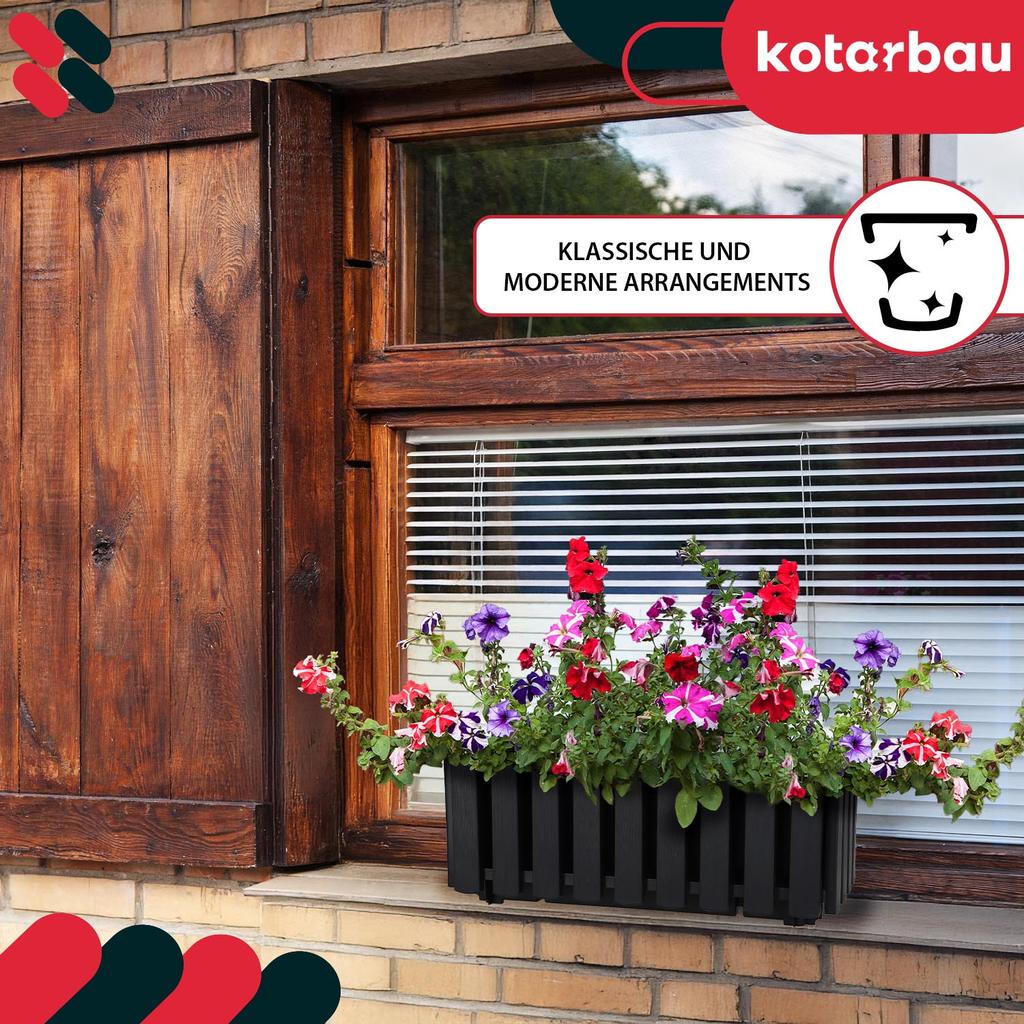 Balcony Flowerpot Box for Railing Rustic Anthracite 40cm 4 PCS