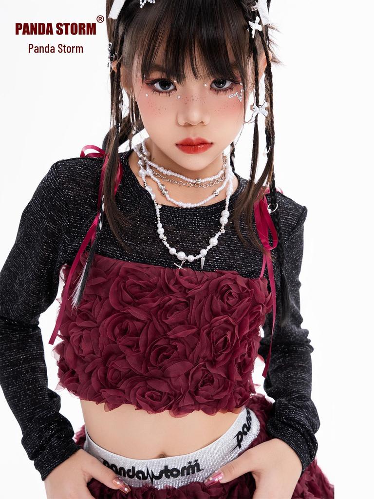Ensemble Bandeau Jupe Jazz Doux et Élégant pour Filles - Parfait pour la Danse de Rue, le Défilé de Mode ou la Performance