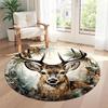 Elk Round Floor Mat Design for Dining Room Entryway Bedrooms Game Room Anti-slip Round Rug Decorate Offices Perfect Gift for Friends Family