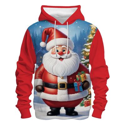 Bluza z kapturem z grafiką Świętego Mikołaja i Bałwana dla mężczyzn Świąteczna bluza z nadrukiem 3D Jesienny sweter casualowy Unisex z długim rękawem