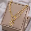 Stainless Steel Necklaces Trendy Fine Delicate Sun Totem Fashion Mix Match Zircon Chains Pendants Necklace For Women Zircon Gift