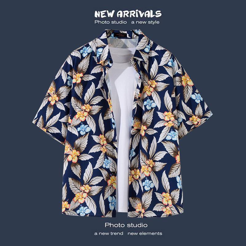 Hot-selling Couple Flower Shirt South East Asia Style Hawaiian Beach Wear Loose Casual Jacket Spot