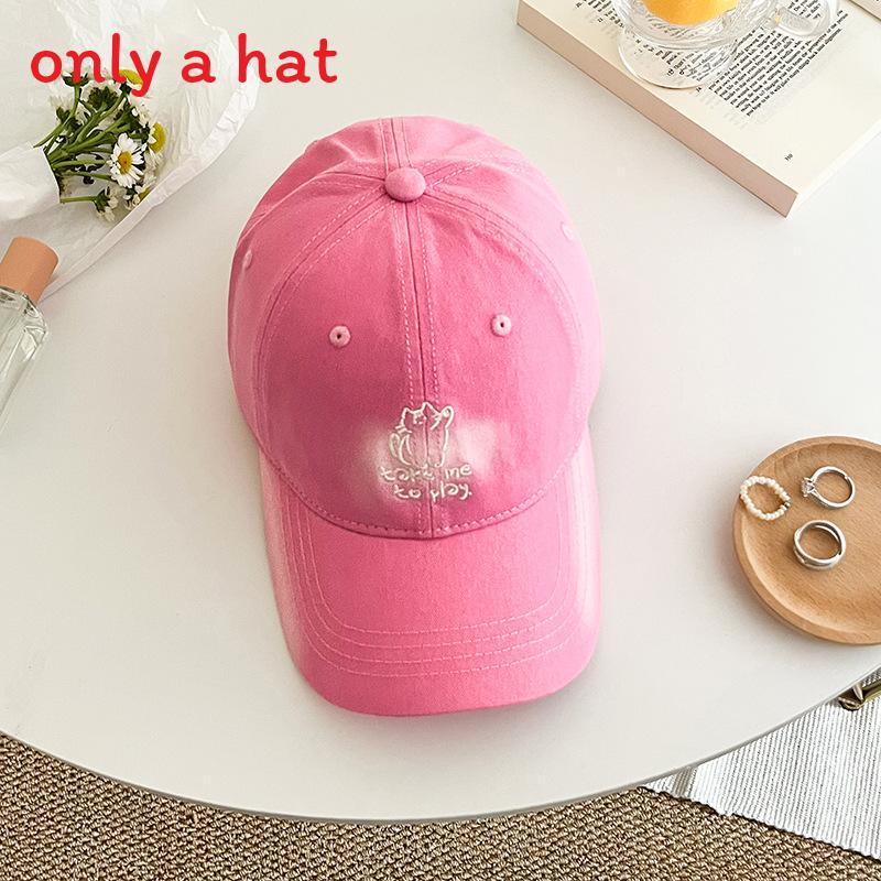 Korean Style Embroidered Cat Baseball Cap With Sun Protection For Summer Outdoor Casual Wear