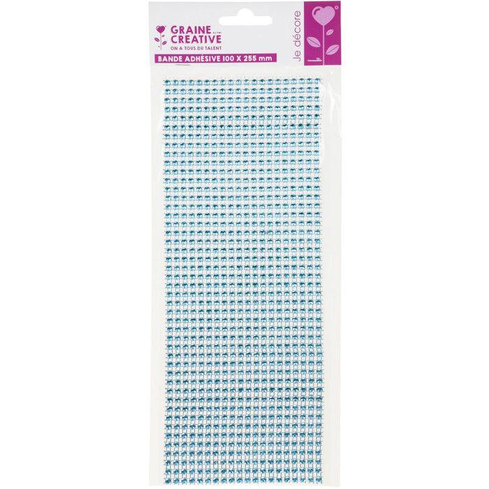 Selbstklebende Strassplatte 10 x 25 cm Blau