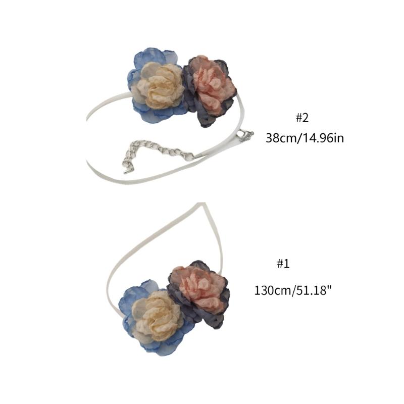 Simple Double Flowers Neckband Choker Necklace Jewelry Temperament Sweet Neck Chain Women Clavicle Chain Necklace