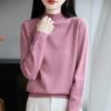 Women's Mock Neck Knit Sweater Button Decor Long Sleeve Solid Color Base Layer Top