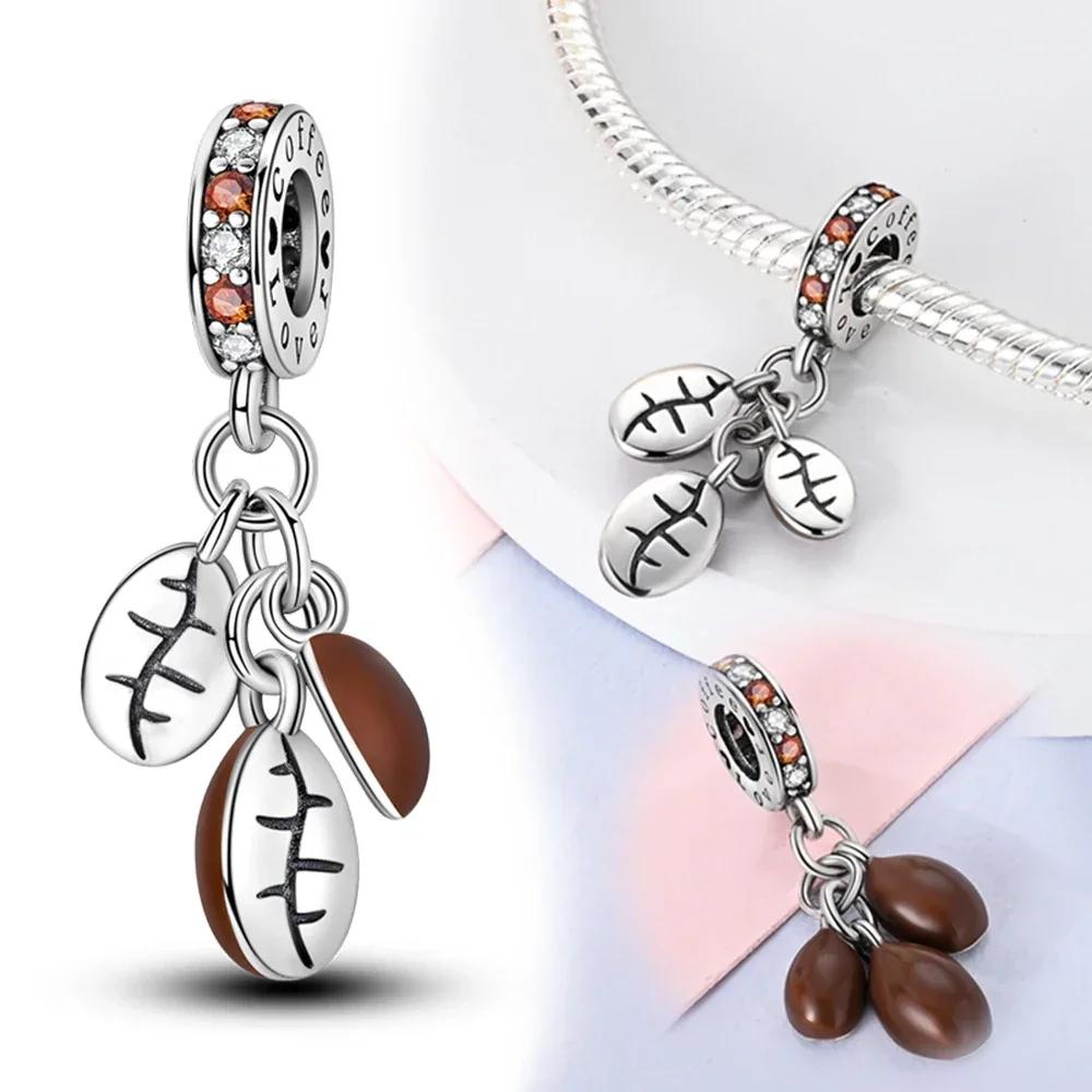 Coppermoe Paw Coffee Cup Beads Pendant Fit Charmscopper Original Bracelet For Women Fine Jewelry Diy Gifts