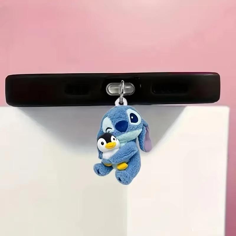 MINISO Stitch Phone Dustproof Plug for IPhone Type-c New Anime 2D Plane Type C Android Charging Port Dustplugs Ornaments Gift