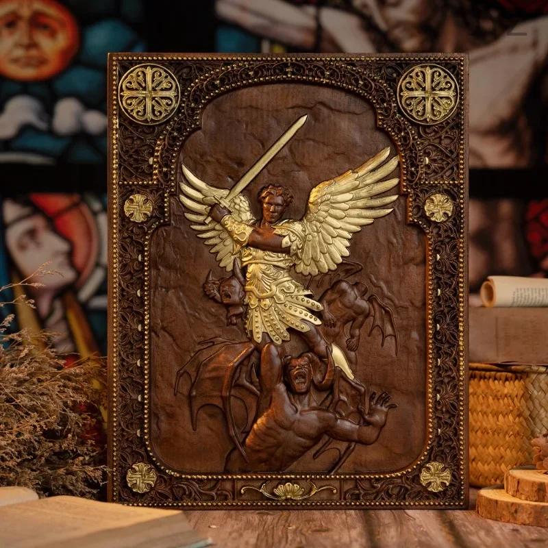 Religious Vintage Archangel Michael Defeated Satan Plaque Living Room Bedroom Mural Saint Statues