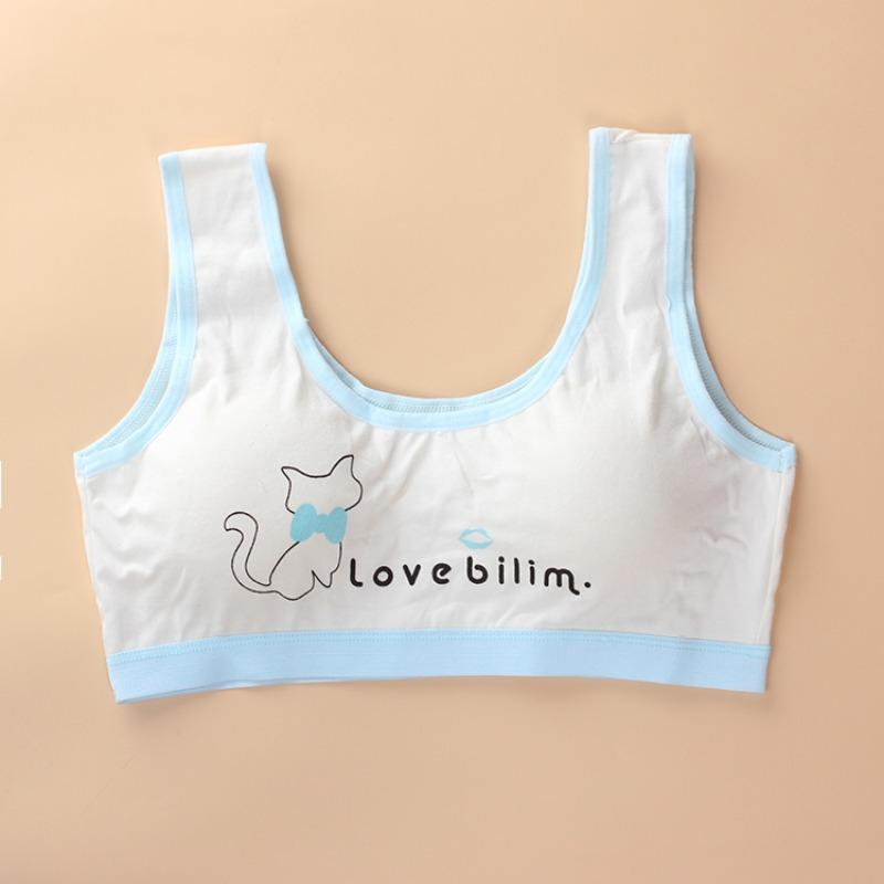 

Тренировочные бюстгальтеры для девочек-подростков, однотонное спортивное укороченное съемное тренировочное укороченное белье для молодых спортсменов one size синий