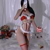 Yi Yue Original Christmas Lingerie Sexy Lace-Up Cutout Bodysuit Open Crotch Pajama Set 8863