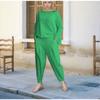 Modisches Rundhals-Langarm-Freizeithemd Zweiteiliges lockeres Hosenset Herbst Einfarbig Übergröße Hosen mit Taschen Hosenanzug Damenbekleidung 1846
