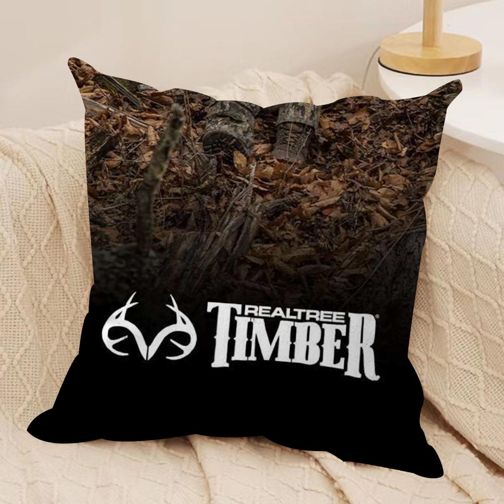 Cool R-Realtree Cushion Cover Silky Short Plush Double-Sided Printed Pillow Case for Sofa All Seasons Home Decor Gift