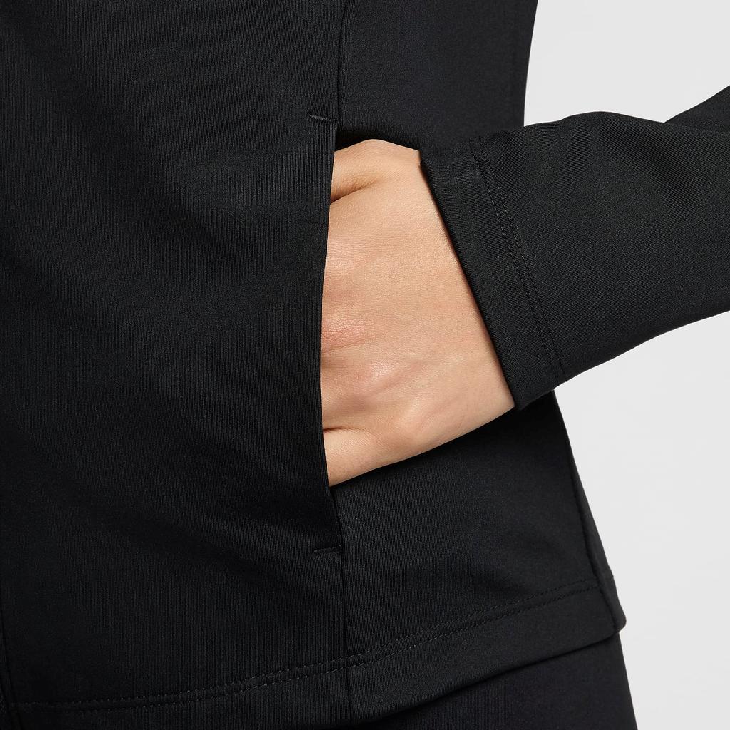 Nike Dry Fit Solid Color Casual Comfortable Quick-Dry Versatile Stand Collar Long Sleeve Jacket Women Jackets Black FV7952-010