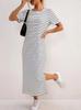 Spring and summer, new European and American, split design women's fashion striped jumpsuit