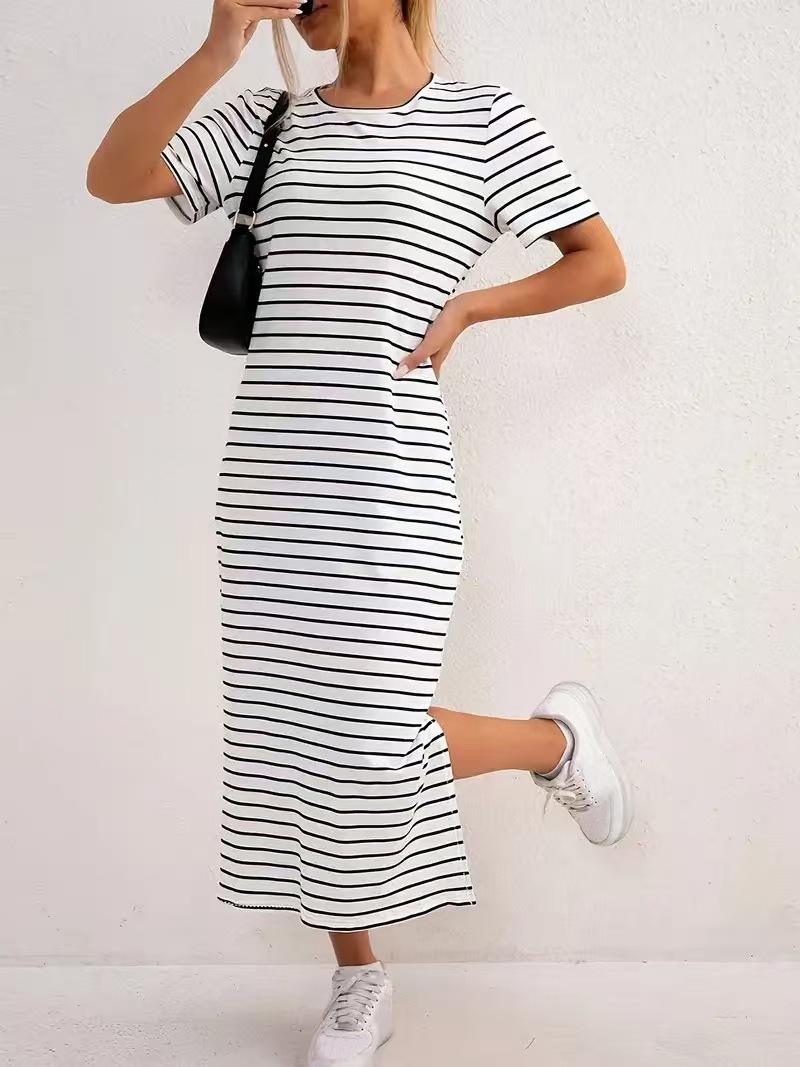 Spring and summer, new European and American, split design women s fashion striped jumpsuit S