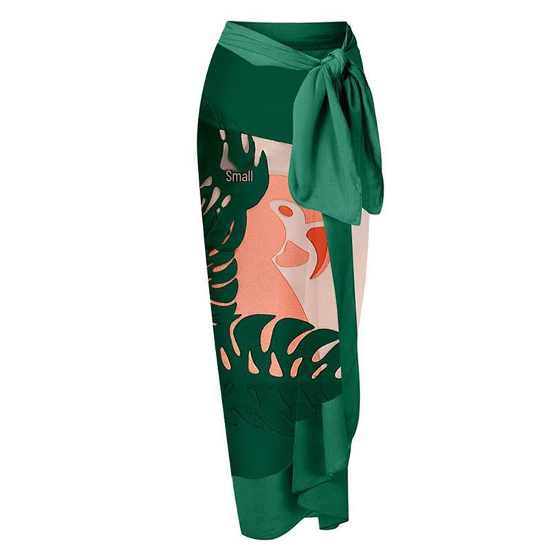 

Женское платье-миди с принтом в европейском и американском праздничном стиле с завязками – Хит продаж, пляжная одежда One Size зелёный