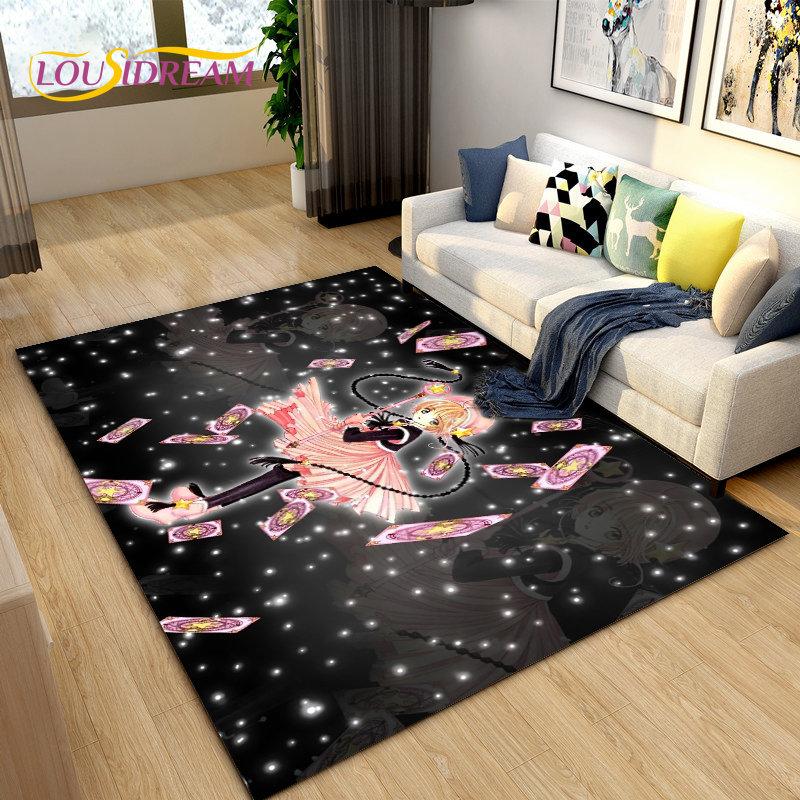 Cute Cartoon Cardcaptor Sakura Area Rug,Carpet Rug for Living Room Bedroom Sofa Doormat Decoration, Kids Play Non-slip Floor Mat