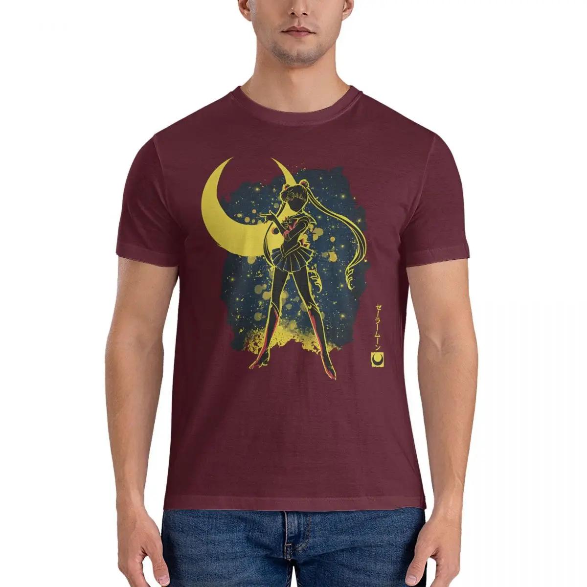 

Мужской стиль - футболка Футболки S-Sailor Moon Топы из чистого хлопка Повседневные футболки с коротким рукавом и круглым вырезом Оригинальная футболка S коричневый