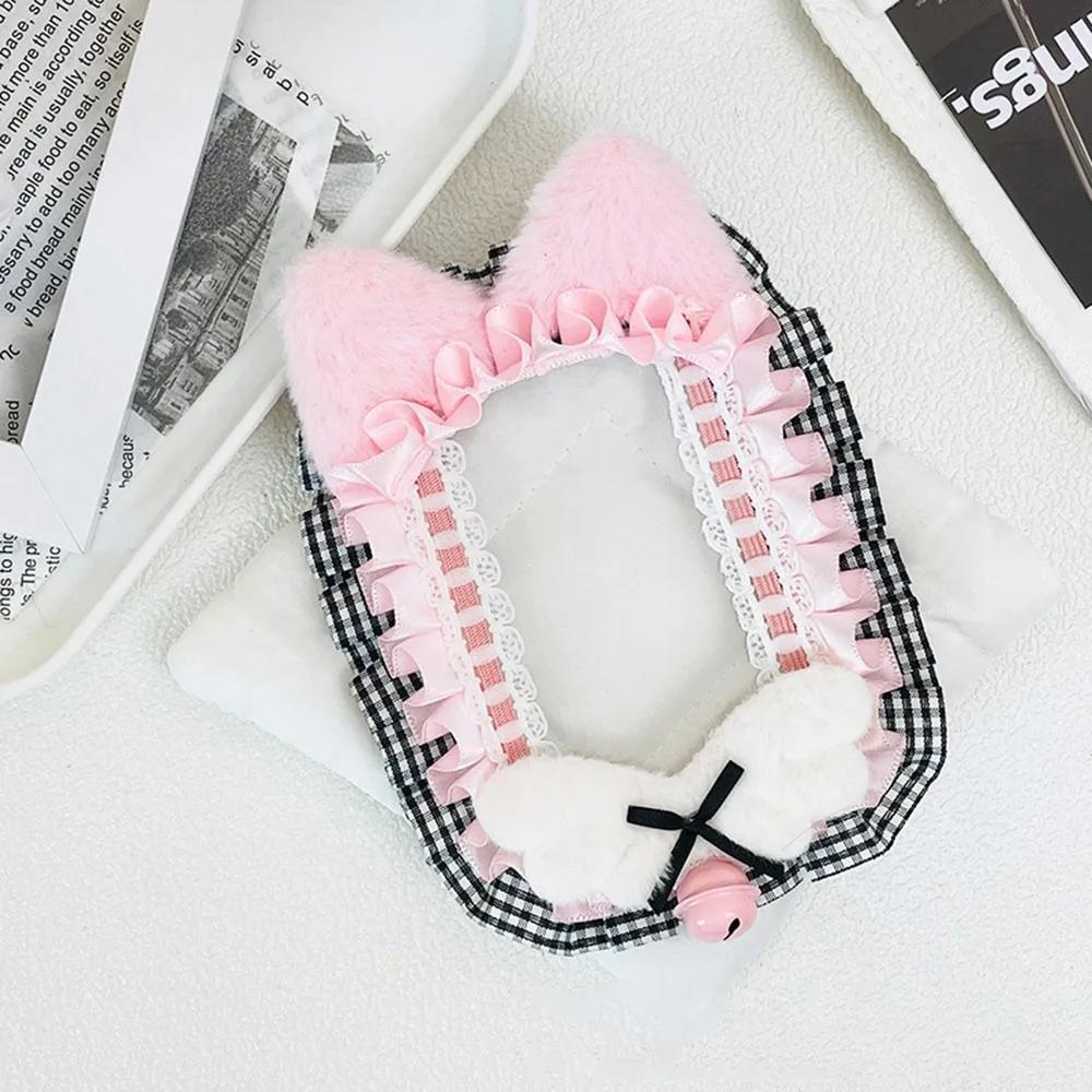 Sweet DIY Plush Card Holder Lolita Anime Lace Photocard Case Idol Display Handmade Photo Protector Case Card