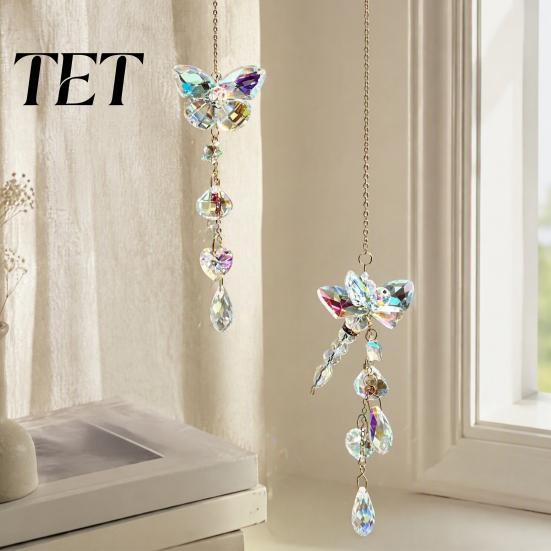 Sophisticated Birthday Gifts for Women Butterfly & Dragonfly Crystal Suncatcher, Colorful Rainbow Maker Prism Hanging Glamorous Crystals Indoor Decor