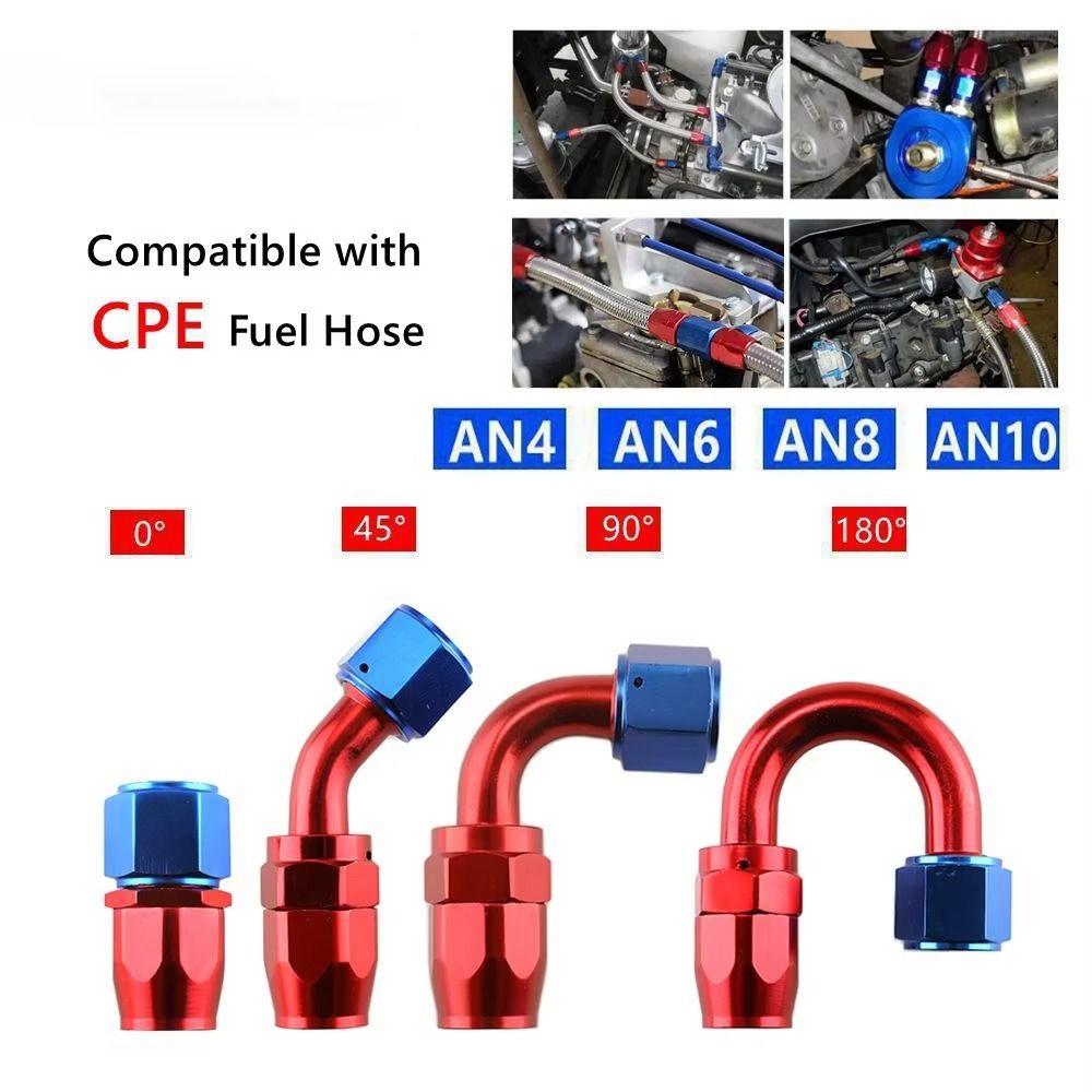 AN4/AN6/AN8/AN10 Oil Line Connector Aluminum Alloy Oil Hose End Adaptor Braided Fitting