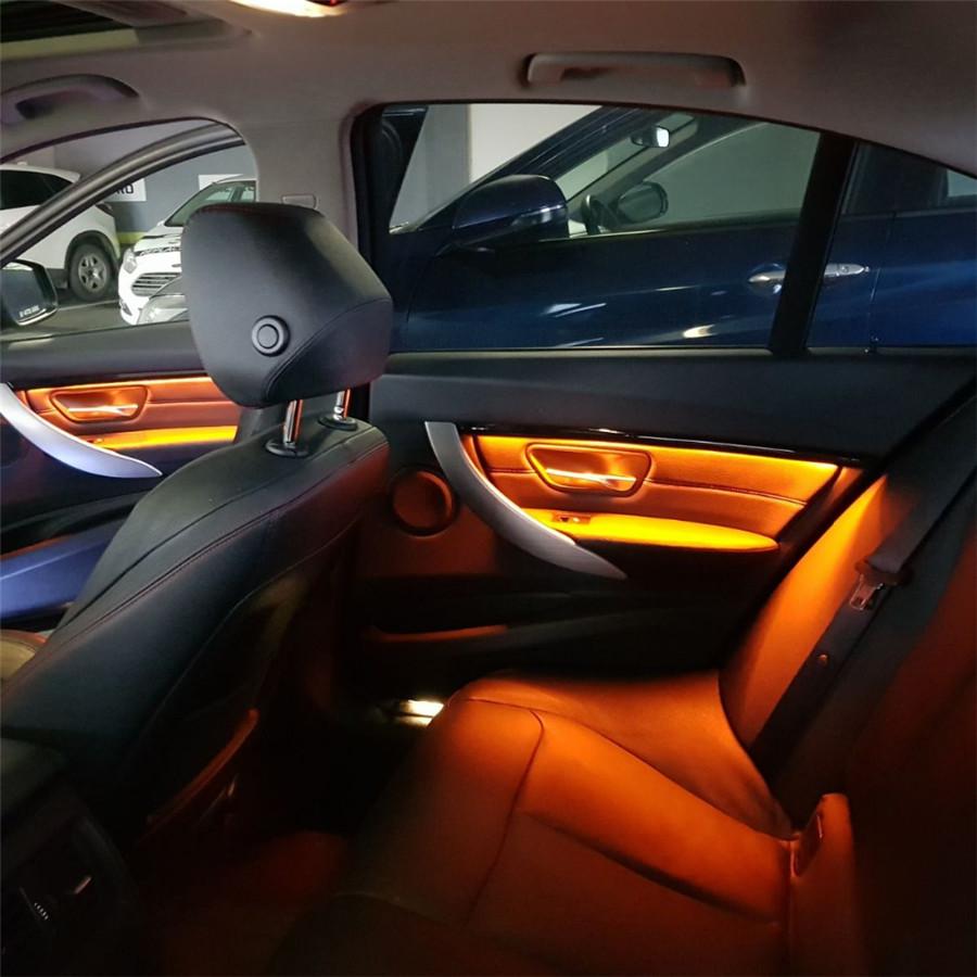 Carbon Fiber Door Panel Ambience Welcome Light Package Trim For BMW 3 F30 F31