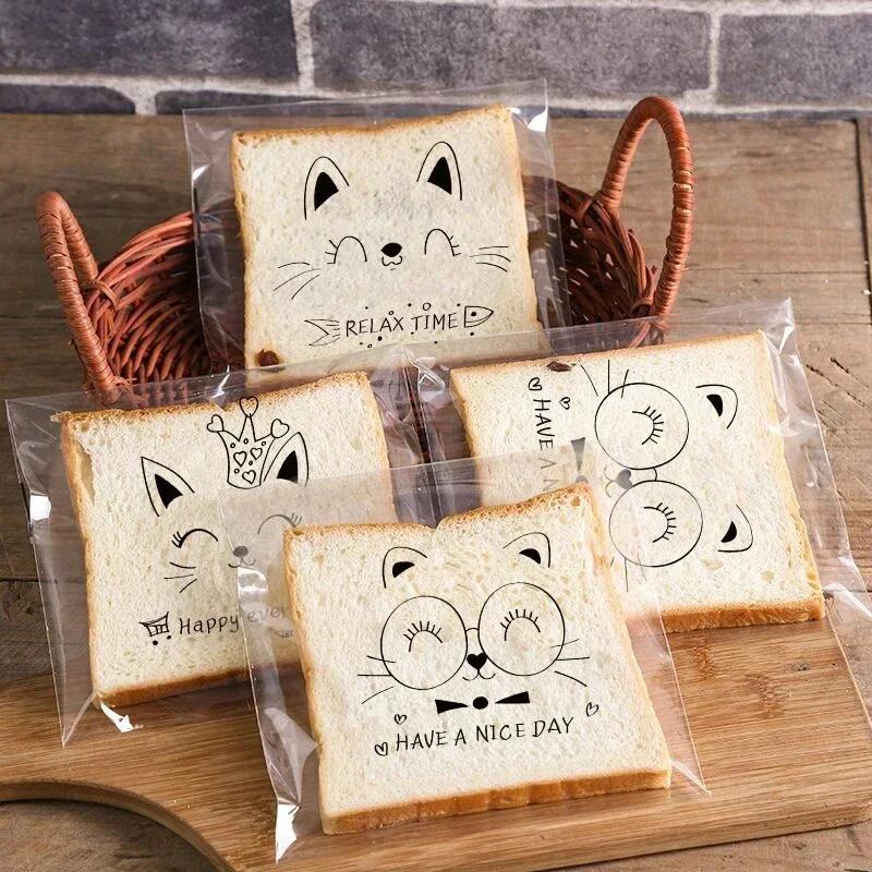 100 de bucăți transparente autoadezive saci de cadou cu bomboane drăguț iepuraș pisică urs animale pâine prăjită prăjitură prăjitură prăjitură prăjitură prăjitură prăjitură prăjitură pentru coacere