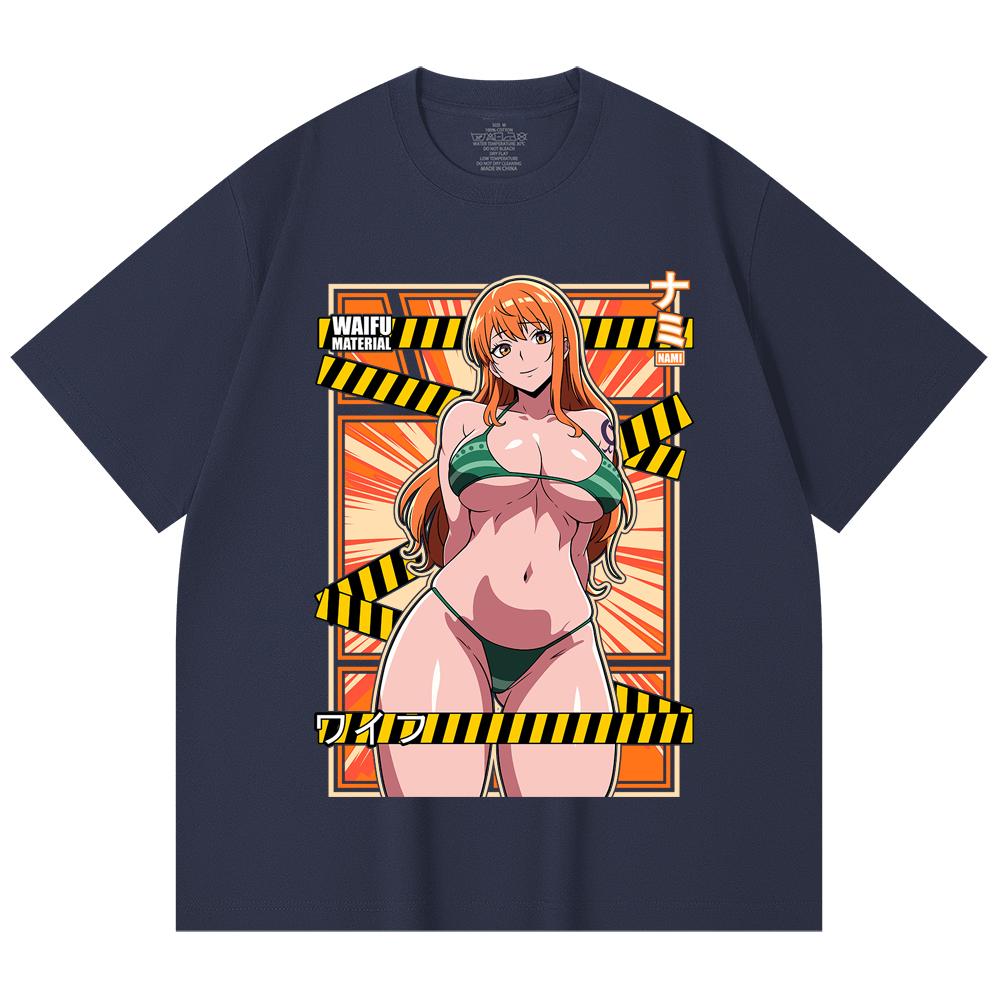 230 Gsm 100% Cotton One Piece V40 Nami Waifu Print Unisex Heavy Cotton T Shirt
