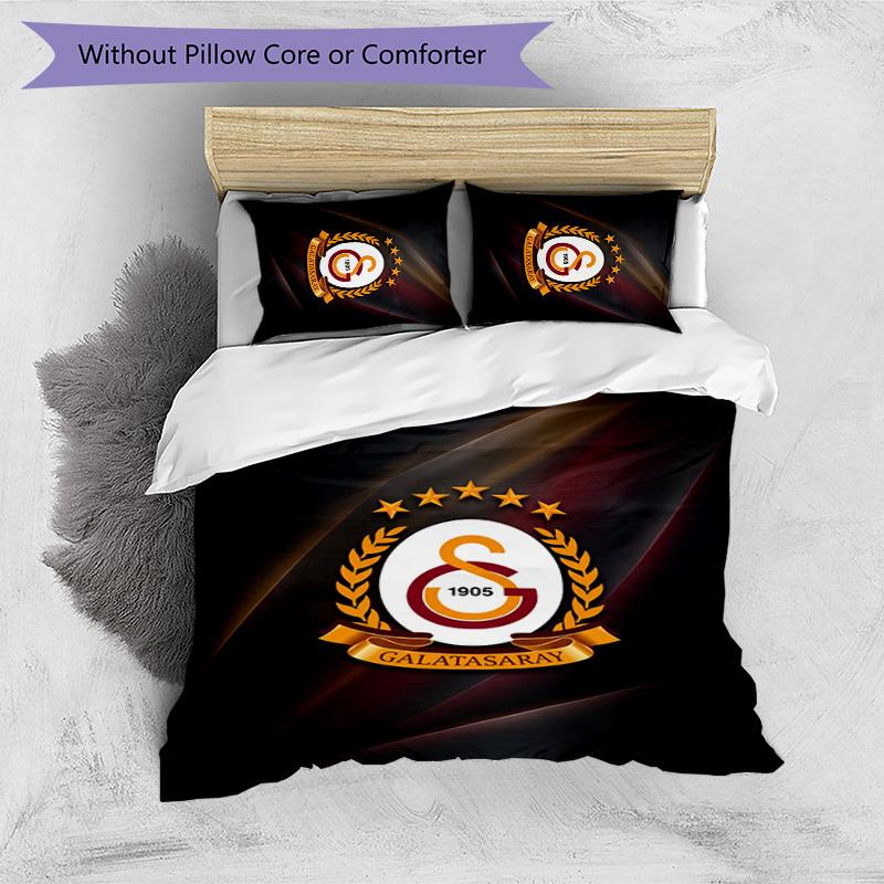 Set Lenzuola 3 Pezzi Stampato Galatasaray FC Traspirante Copripiumino con Federe Biancheria da Letto Decorativa per Camera da Letto Casa