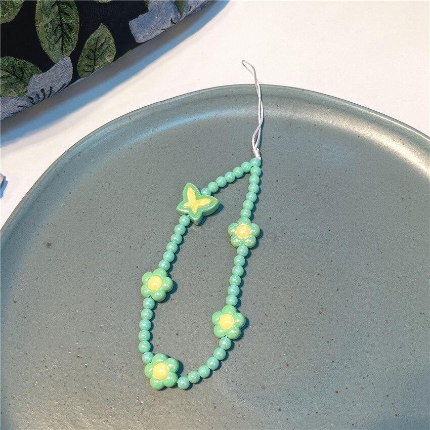 2023 Fashion Y2K Girl Mobile Phone Chain Colorful Acrylic Flowers Butterfly Beaded Telephone Strap Lanyard Bijoux Jewelry