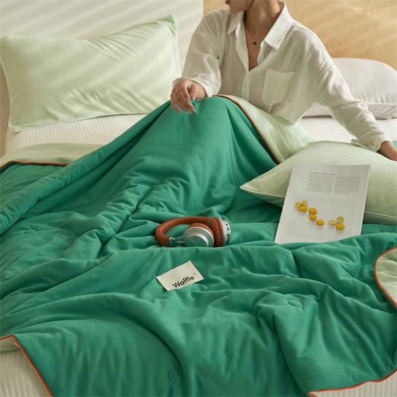 New Waffle Patterned Cool Feeling Summer Comforter Single PackSkin-friendly Soft Breathable and lightweightMachine Washable