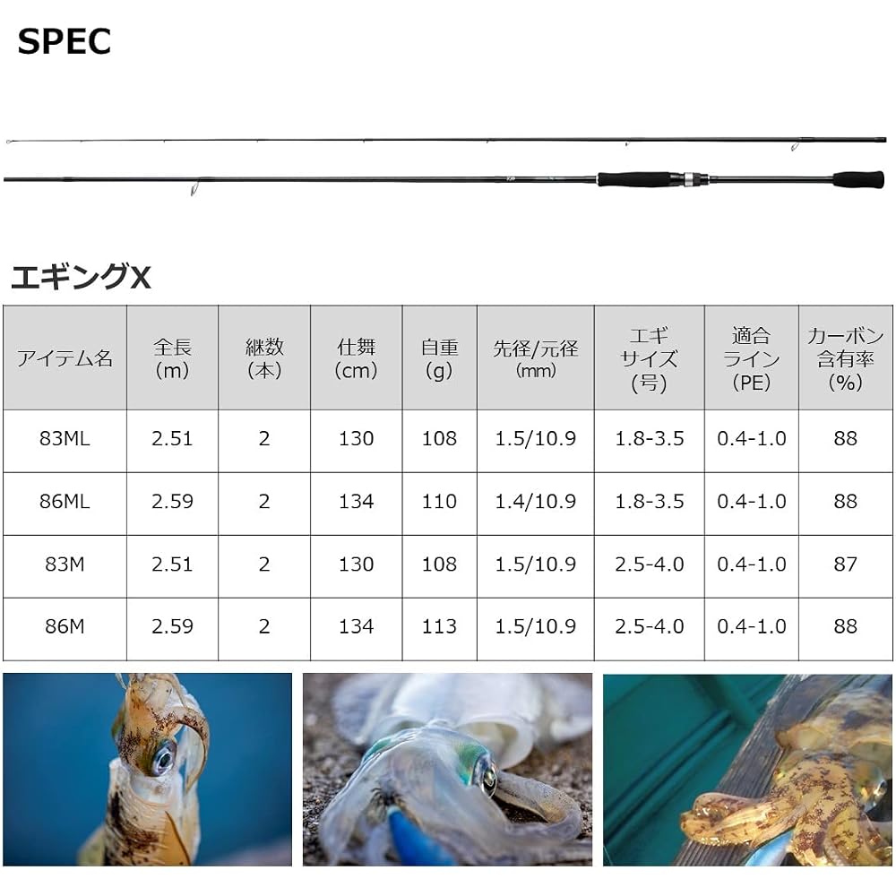 Daiwa Eging X 83M Fishing Rod 2022 Model Lightweight Durable Design