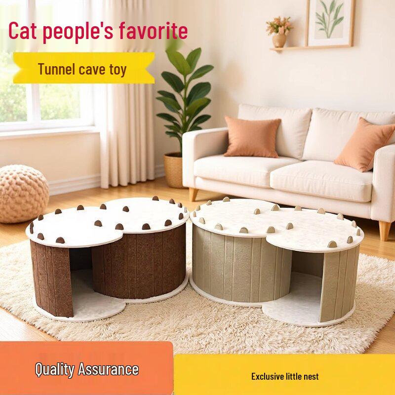 Four Seasons Semi-Enclosed Double Layer Felt Cat House & Tunnel