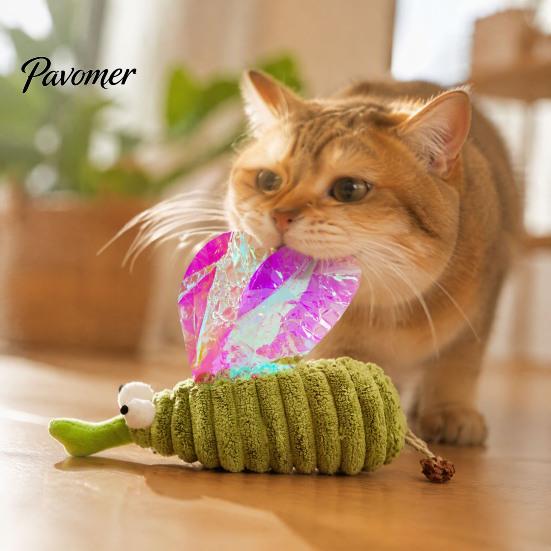 Lightweight Cat Interactive Toys Crinkle Mosquito Toy with Catnip, Gall Fruit Chew Hunting Instinct Toy, Soft Plush Insect Stuffed for Indoor