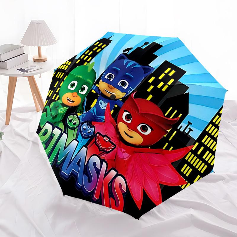 

1pc PJ Masks Automatic Folding Umbrella, Portable 3-Fold Design with 8-Bone Iron Frame, Outdoor for Fans, Travelers, Everyday Use, Gift for Enthusiast