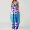 Fashion Women's Loose Casual Summer Print Pocket Sling Sleeveless Dress