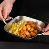 Stainless Steel Square Plate Barbecue French Fries Flat Fried Chicken Snack Dessert Plate Household Hotel Resturant Tableware