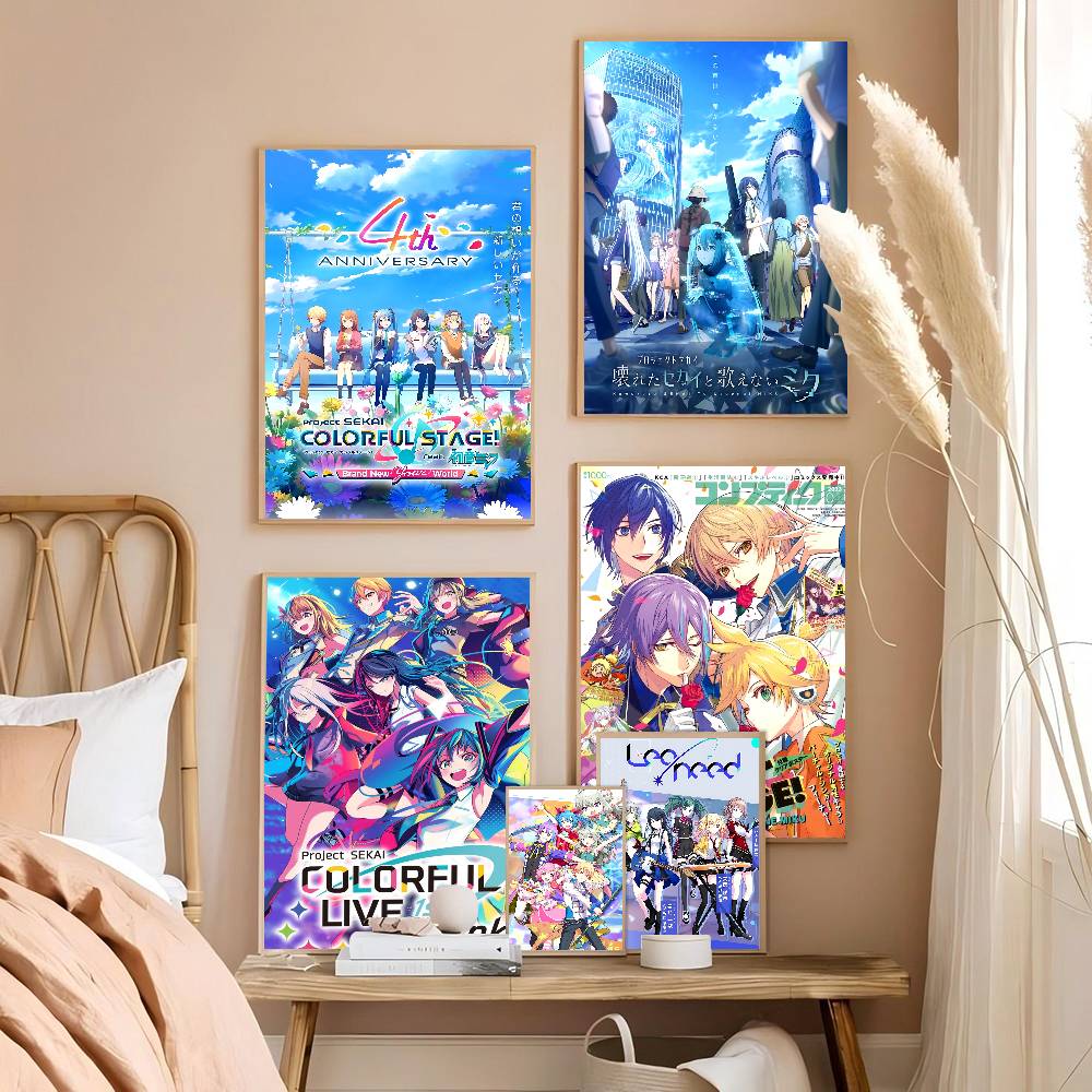 Anime P-project S-sekai Movie Sticky Posters Retro Kraft Paper Sticker DIY Room Bar Cafe Aesthetic Art Wall Painting