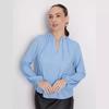 2024 Autumn European & American Solid Color Pleated Round Neck Slim Fit Long Sleeve Women's Shirt