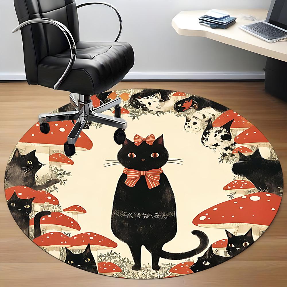 1PC Mystical Cats Office Round Area Rug, Indoor Mat Suitable For Office, Under Office Chairs Bedroom Living Room Home Decor, Room DecoT1223088