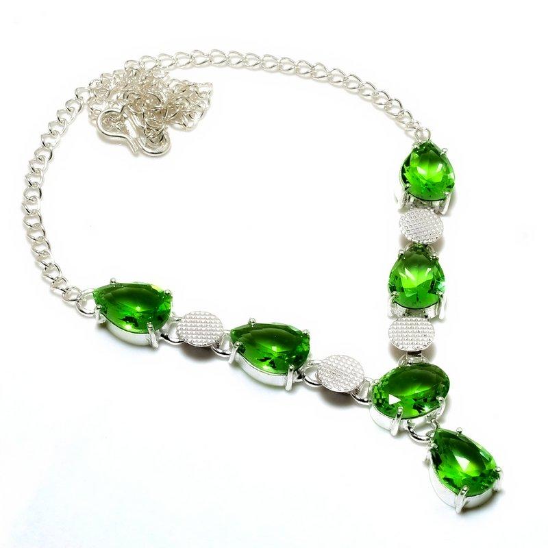 

Ожерелье ручной работы с драгоценным камнем Перидот 925 пробы, посеребренное, 18 дюймов